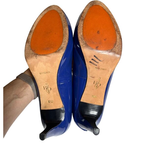Cole Haan Nike Air Blue Patent Heels‎ 7.5B Mid Pump Leather Comfort Shoe - Picture 12 of 13